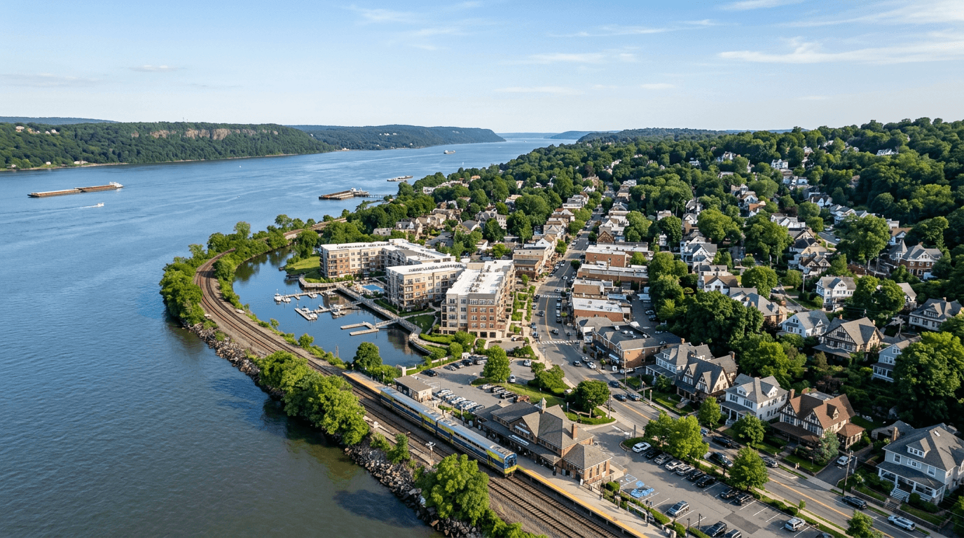Aerial view of Dobbs Ferry, New York