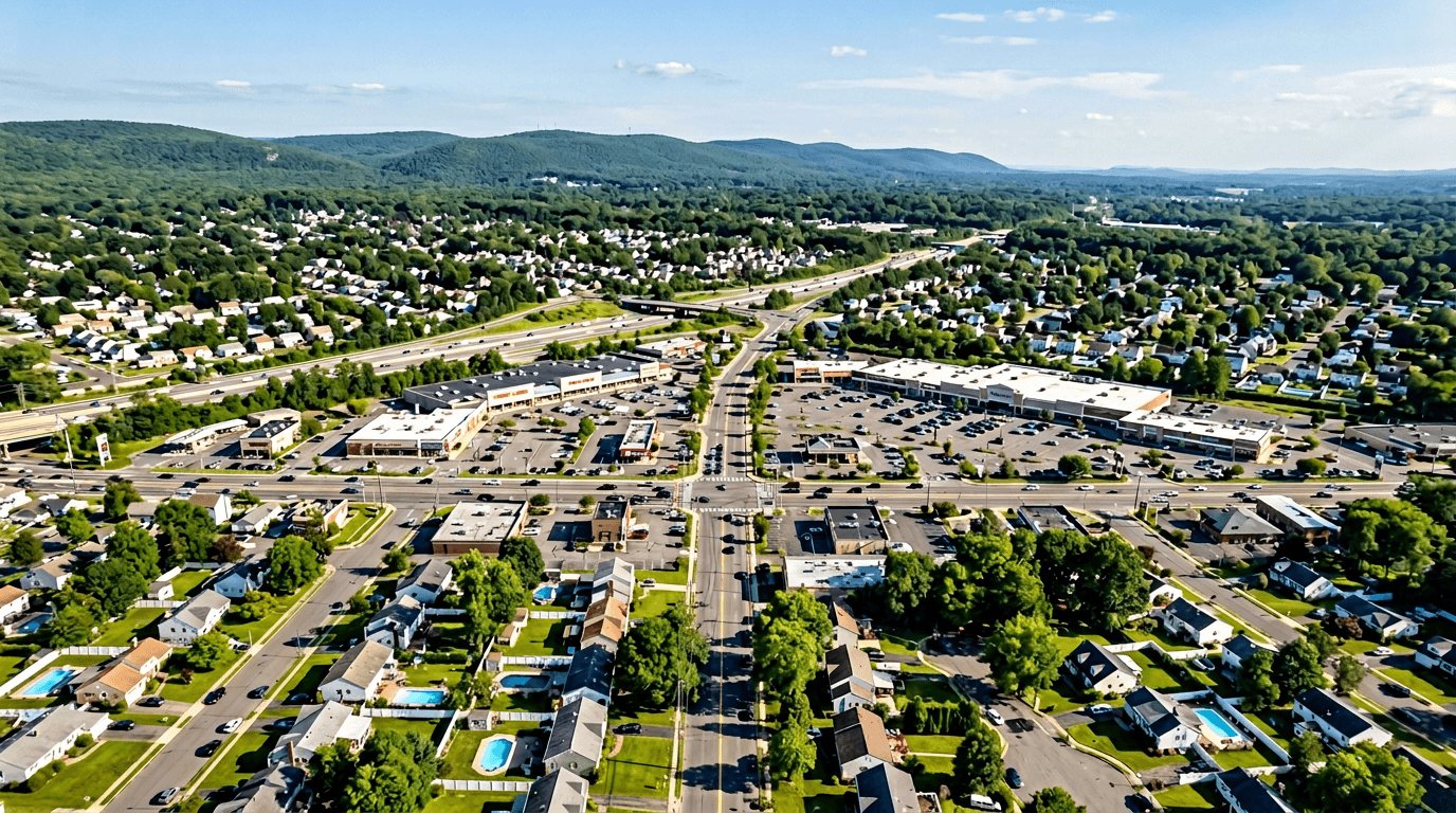 Aerial view of Nanuet, New York