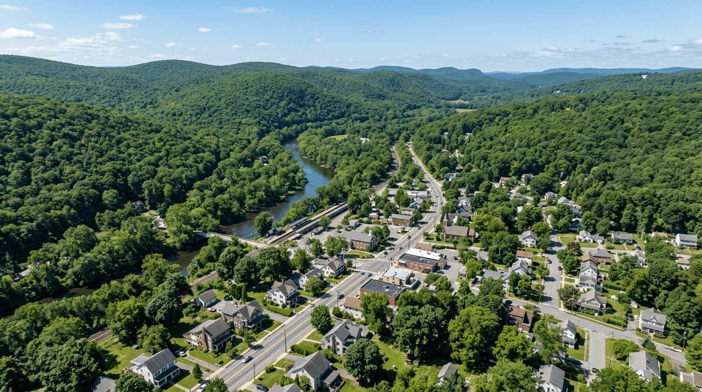 Aerial view of Sloatsburg, New York